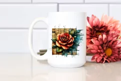 Abstract Wooden Stained Camellia Sublimation Clipart Product Image 2