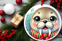 Round Christmas Ornament Sublimation|Clipart Product Image 1
