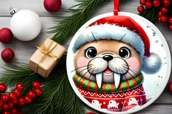 Round Christmas Ornament Sublimation|Clipart Product Image 1
