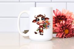 Watercolor Cow with Large Flower Bouquet Product Image 2