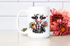 Watercolor Cow with Large Flower Bouquet Product Image 2