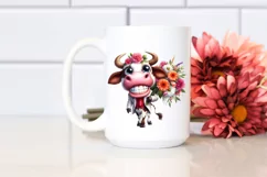 Watercolor Cow with Large Flower Bouquet Product Image 2