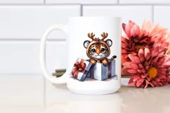Winter Tiger with Reindeer Horns PNG Product Image 2