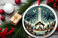 Round Christmas Ornament Sublimation|Clipart Product Image 2