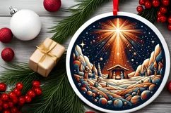Round Christmas Ornament Sublimation|Clipart Product Image 2