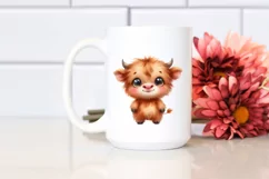 Expressive Funny Baby Highland Cow PNG Product Image 2