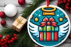 Round Christmas Ornament Sublimation|Clipart Product Image 2