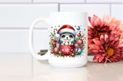 Cute Seal with Christmas Ornaments PNG Product Image 2