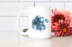 Blueish Vintage Astronaut Girl | Sublimation Clipart Product Image 2