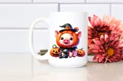 Vibrant Baby Pig for Halloween with Pumpkin | Sublimation | Product Image 2