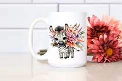 Happy Baby Zebra with Flower Bouquet | Sublimation | Clipart Product Image 2