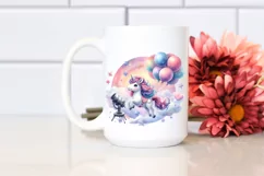 Cute Unicorn Balloons Watercolor Pastel Product Image 2