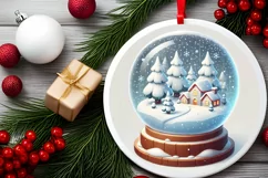 Round Christmas Ornament Sublimation|Clipart Product Image 1