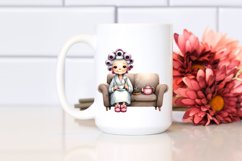 Old Lady Sitting on Sofa with Hair Curlers | Clipart Product Image 2