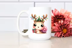 Cheerful Snail with Reindeer Horns PNG Product Image 2