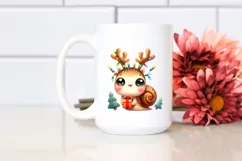 Excited Snail with Reindeer Horns PNG Product Image 2