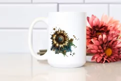 Abstract Artistic Sunflower Watercolor Clipart Product Image 2