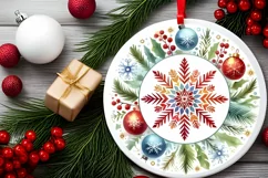 Round Christmas Ornament Sublimation|Clipart Product Image 2