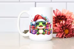 Colorful Frog with Santa Hat PNG Product Image 2