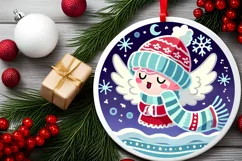 Round Christmas Ornament Sublimation|Clipart Product Image 1