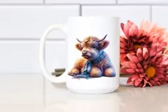 Colorful Baby Highland Cow with Studio PNG Product Image 2