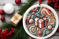 Round Christmas Ornament Sublimation|Clipart Product Image 1