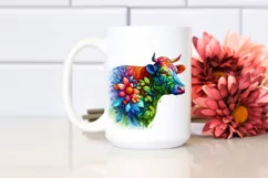 Vibrant Abstract Flower Cow PNG Product Image 2