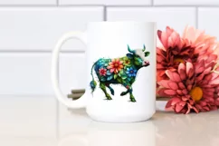 Vibrant Abstract Flower Cow PNG Product Image 2