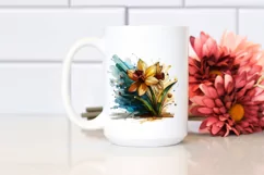 Abstract Wooden Daffodil Watercolor Splash | Sublimation | Product Image 2