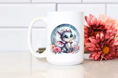 Cute Baby Dragon Smiling on the Moon Clipart Product Image 2