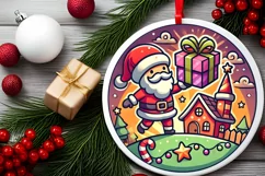 Round Christmas Ornament Sublimation|Clipart Product Image 1