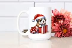Expressive Bulldog with Santa Hat PNG Product Image 2