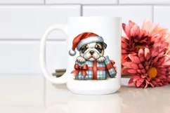 Energetic Bulldog with Santa Hat PNG Product Image 2