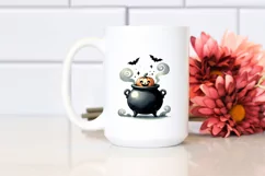 Funny Halloween Clipart with Cauldron PNG Product Image 2