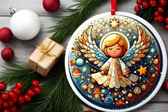 Round Christmas Ornament Sublimation|Clipart Product Image 2