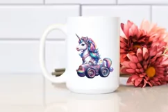 Colorful Unicorn with Race Car PNG Product Image 2