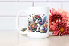 Colorful Unicorn with Flower Bouquet PNG Product Image 2