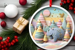 Round Christmas Ornament Sublimation|Clipart Product Image 2