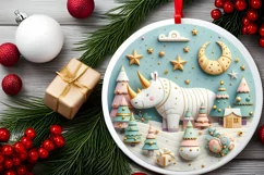 Round Christmas Ornament Sublimation|Clipart Product Image 2