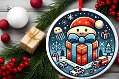 Round Christmas Ornament Sublimation|Clipart Product Image 1