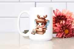 Expressive Butterfly with Reindeer Horns PNG Product Image 2