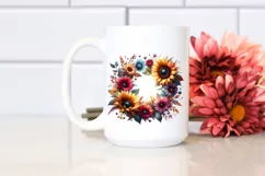 Colorful Floral Frame with Sunflower, High-Res PNG Product Image 2
