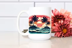 Retro Tropical Island Sunset Tshirt Style Clipart Product Image 2