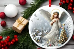 Round Christmas Ornament Sublimation|Clipart Product Image 1