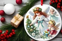 Round Christmas Ornament Sublimation|Clipart Product Image 1