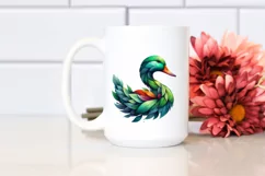Vibrant Duck with Plant Leaves, PNG Product Image 2
