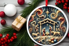 Round Christmas Ornament Sublimation|Clipart Product Image 2