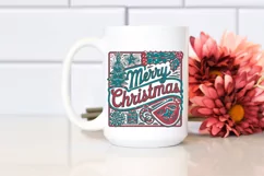 Retro Merry Christmas Clipart PNG Product Image 2