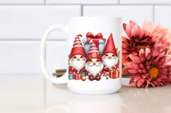 Red Christmas Gnomes with Presents PNG Product Image 2