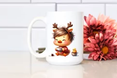 Playful Duck with Reindeer Horns PNG Product Image 2